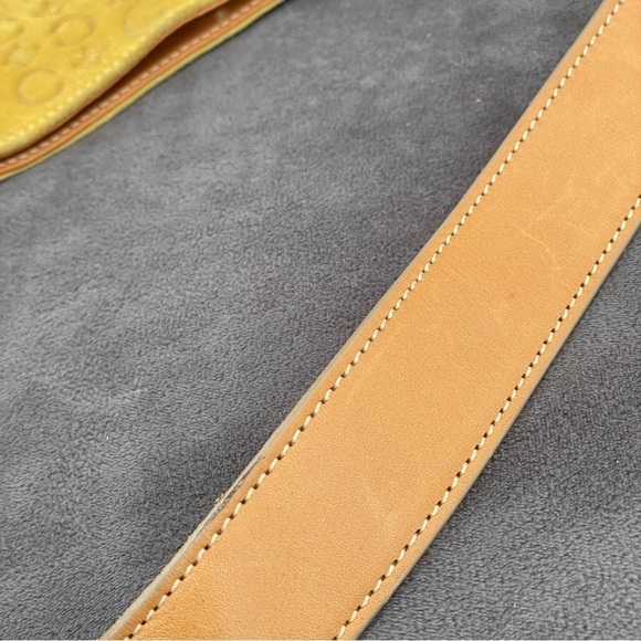 RARE ❤️ Celine Vintage Golden Yellow Suede Leather C Logo Designer Shoulder Bag - Picture 9 of 16